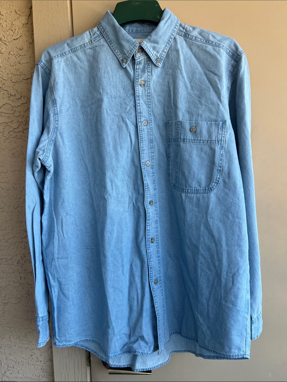 Wrangler Light Blue Denim Button-Front Shirt